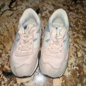New Balance Kids' Cream and Blue Sneakers